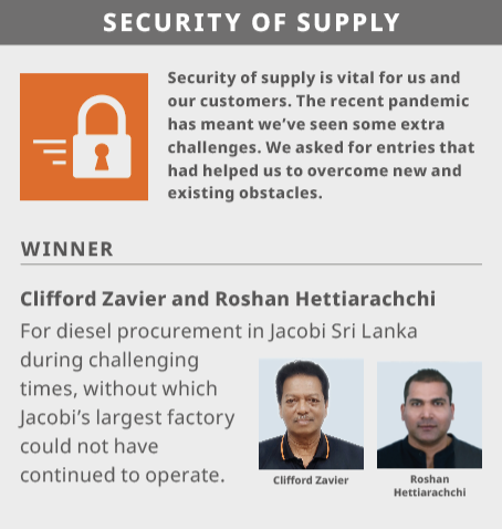 Sustainability Awards - Security of Supply